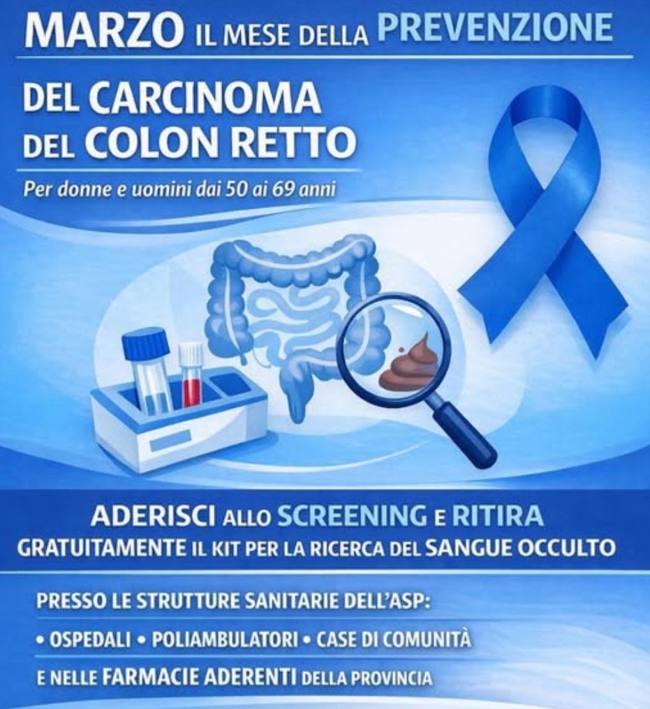 Screening gratuito per il tumore al colon-retto: l’ASP di Caltanissetta rilancia la prevenzione