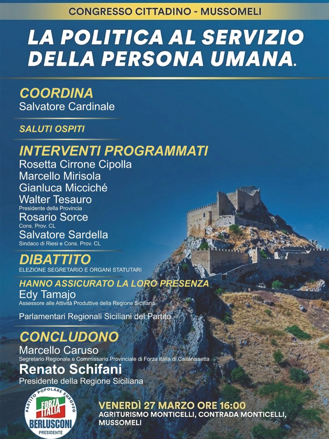 Mussomeli, congresso cittadino: politica e territorio al centro del dibattito