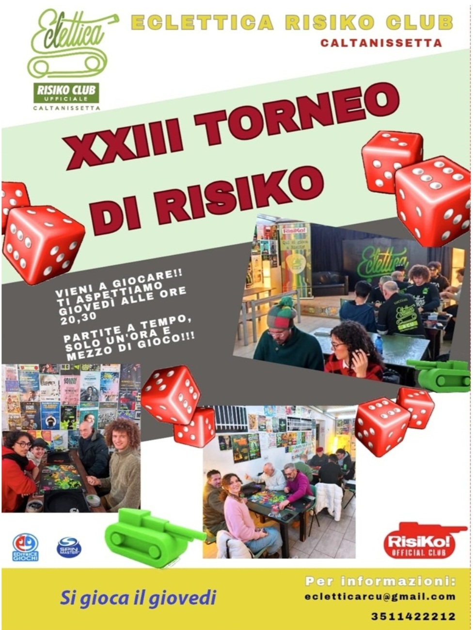 Caltanissetta, riparte il torneo del Risiko Club “Eclettica”: stasera il terzo turno