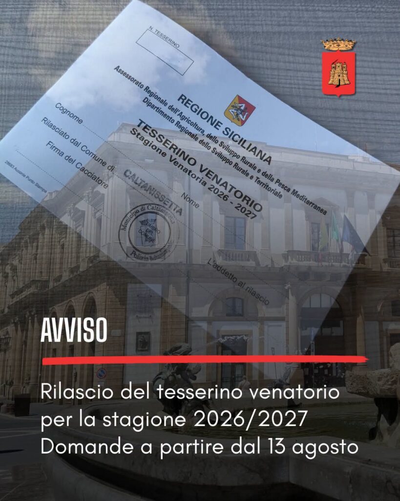Tesserino venatorio 2026/2027, al via le richieste a Caltanissetta