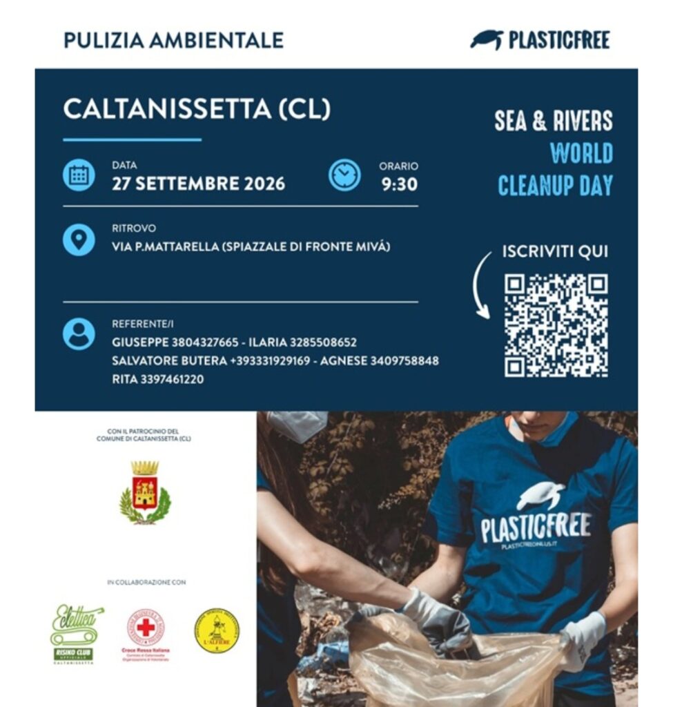 Plastic Free, domenica 27 settembre torna il cleanup a Caltanissetta